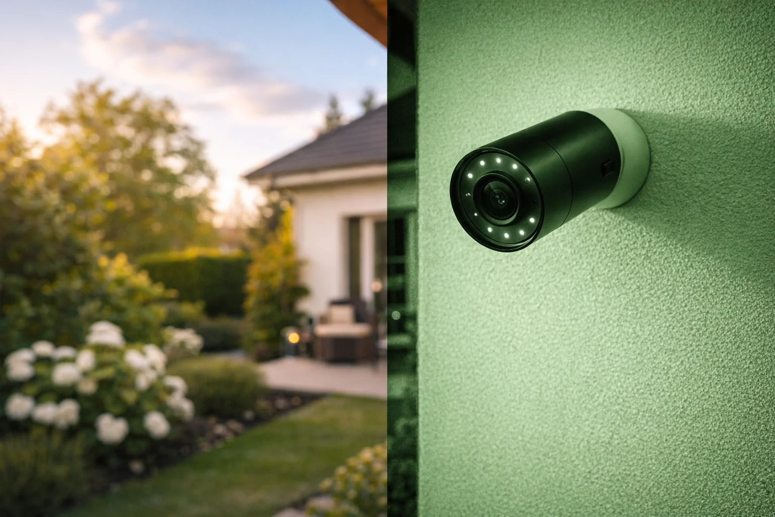 Caméra IP WiFi avec vision nocturne infrarouge en action