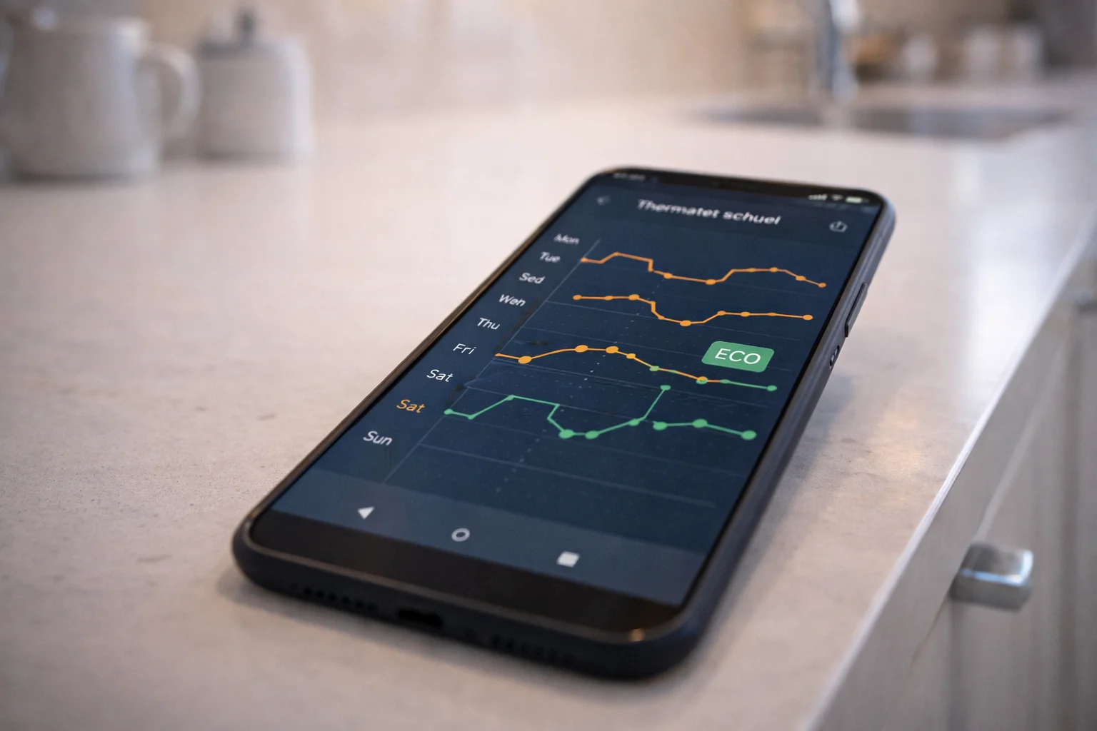 Application thermostat connecté avec planning hebdomadaire sur smartphone