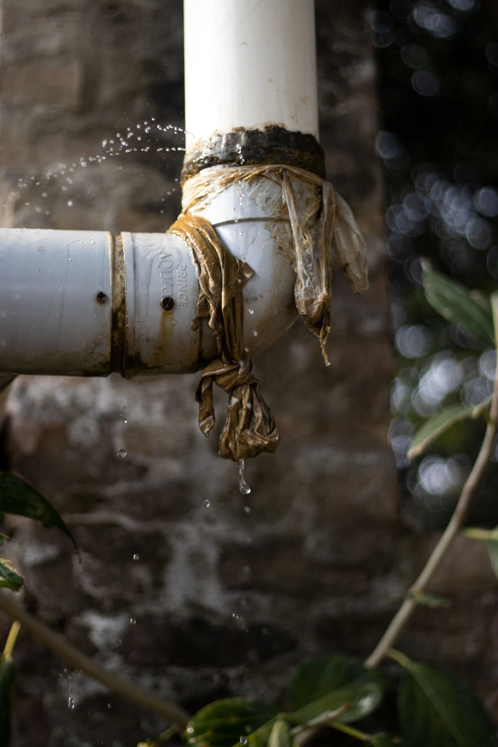 Fuite sur une canalisation extérieure — illustration des risques de dégâts des eaux non détectés