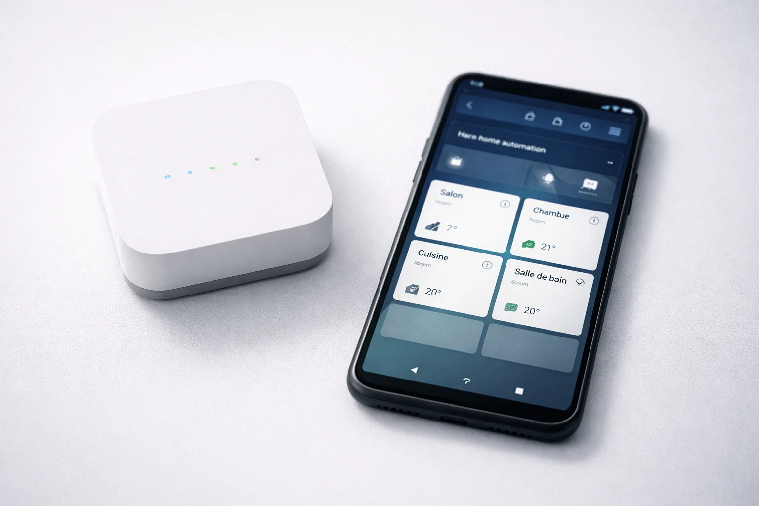 Hub domotique avec interface de contrôle sur smartphone