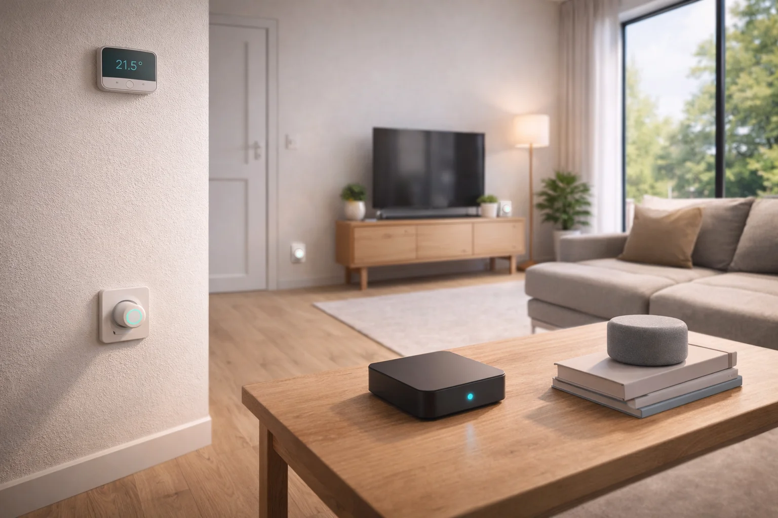 Écosystème domotique complet dans une maison connectée moderne